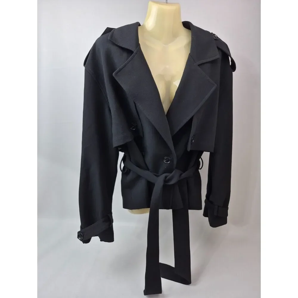 Favorite Daughter Women's Black The Cropped Charles Trench Size Large - Picture 4 of 8